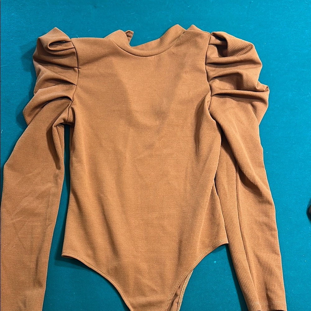 TCEC Brown Long Sleeve Bodysuit Versatile Wardrobe Staple